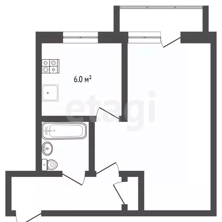 1-к кв. Тюменская область, Тюмень ул. Дзержинского, 31 (30.0 м) - Фото 2