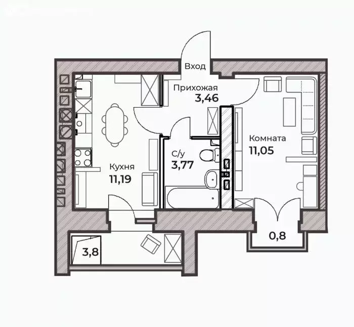 1-комнатная квартира: Ярославль, улица Штрауса, 48 (31.61 м) - Фото 2