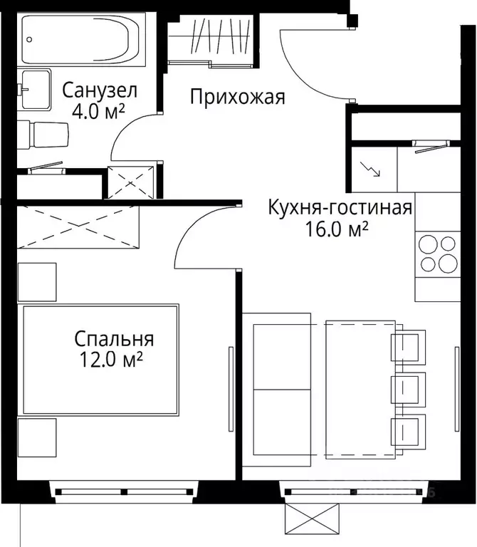 1-к кв. Московская область, Ленинский городской округ, д. Сапроново, ... - Фото 2