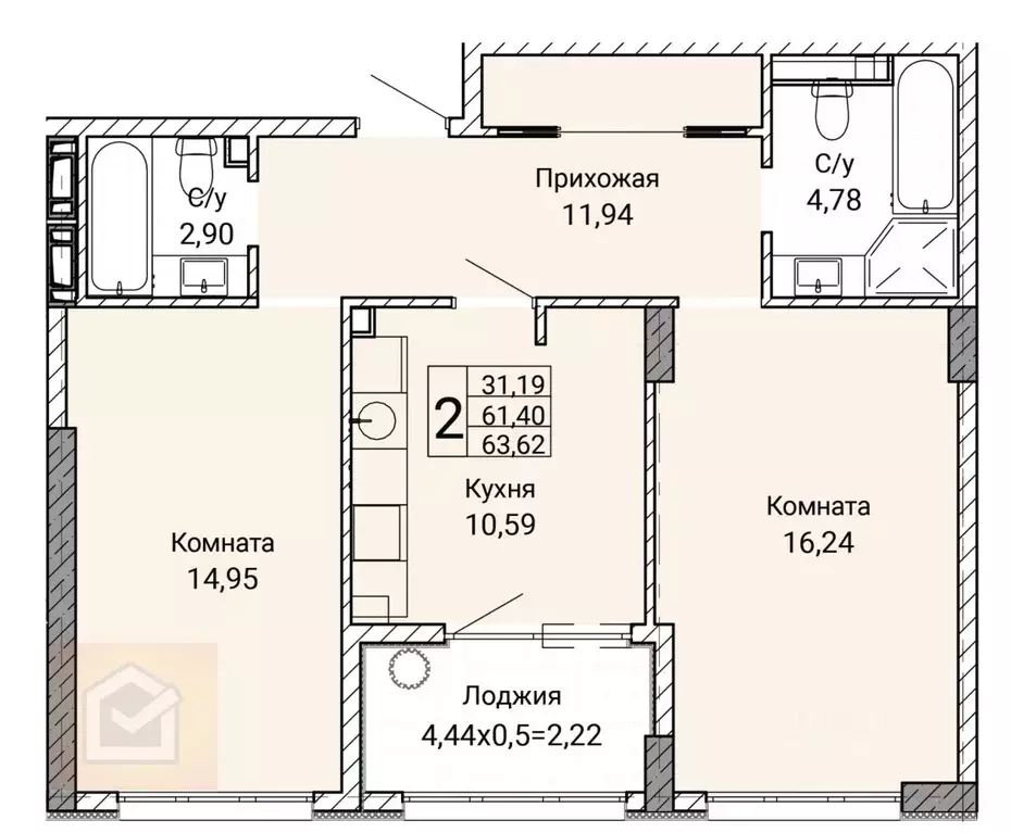 2-к кв. Севастополь ул. Братьев Манганари, 28 (63.62 м) - Фото 0