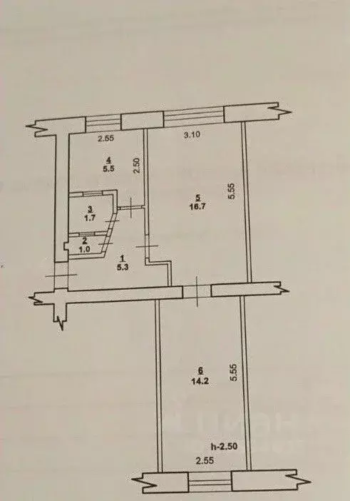 2-к кв. Башкортостан, Стерлитамак просп. Октября, 10 (44.4 м) - Фото 2