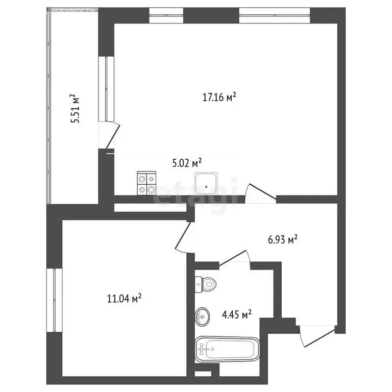1-комнатная квартира: Тюмень, Краснооктябрьская улица, 14к2 (44.4 м) - Фото 1