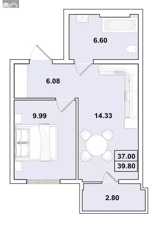 1-комнатная квартира: Иркутск, микрорайон Ново-Ленино, жилой комплекс ... - Фото 1