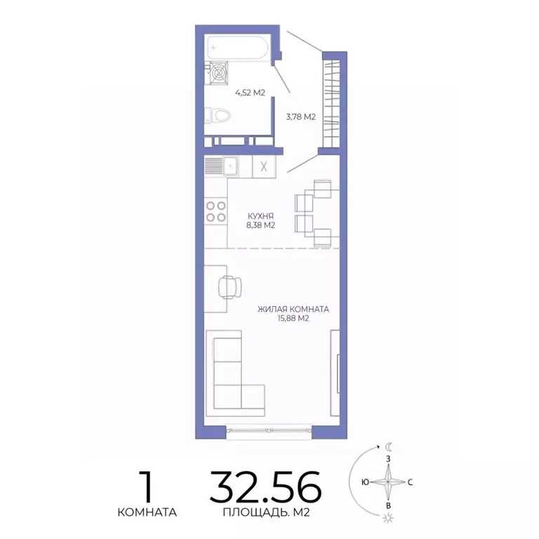 1-к кв. Пензенская область, Пенза Лугометрия жилой комплекс (32.56 м) - Фото 1