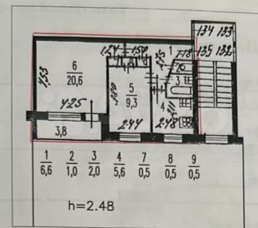 2-к. квартира, 46,6 м, 4/5 эт. - Фото 0