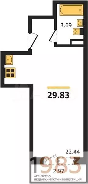 Квартира-студия, 29,8 м, 18/20 эт. - Фото 0