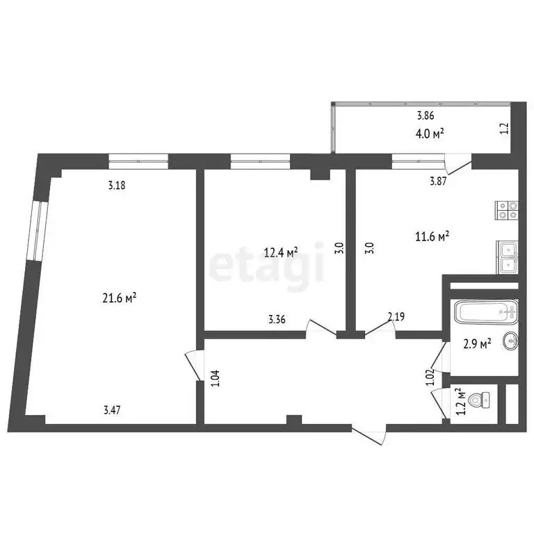 2-комнатная квартира: Якутск, улица Билибина, 20/1 (60.7 м) - Фото 1