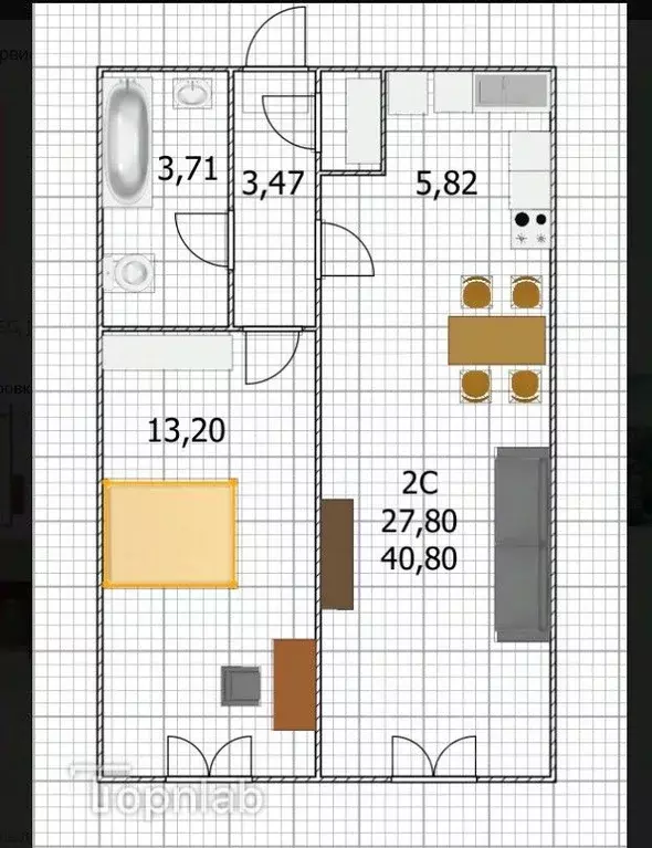 2-к кв. Башкортостан, Уфа ул. Аксакова, 51 (40.8 м) - Фото 1