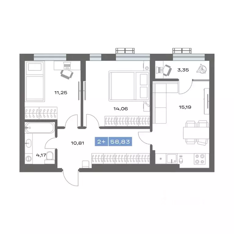 2-к кв. Тюменская область, Тобольск Зона ВУЗов тер., Ритм жилой ... - Фото 1