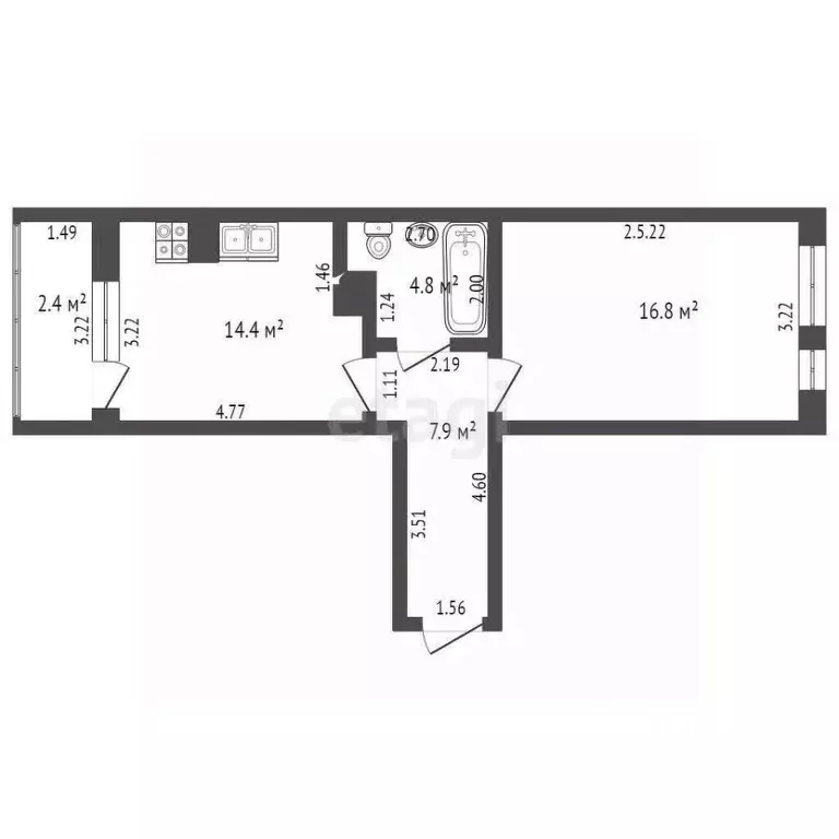 1-к кв. Ростовская область, Батайск ул. Ленина, 168Г (46.0 м) - Фото 1