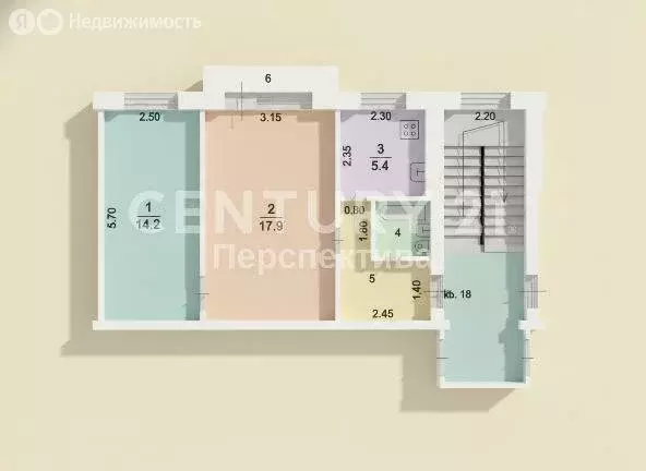 2-комнатная квартира: село Кудиново, Центральная улица, 1 (45.4 м) - Фото 2