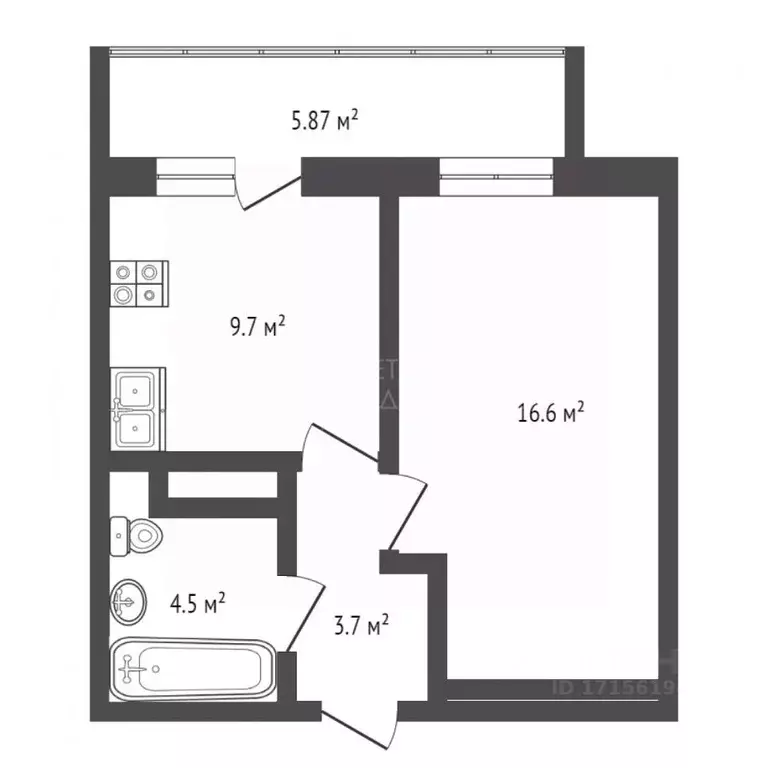 1-к кв. Тюменская область, Тюменский муниципальный округ, д. Дударева ... - Фото 2