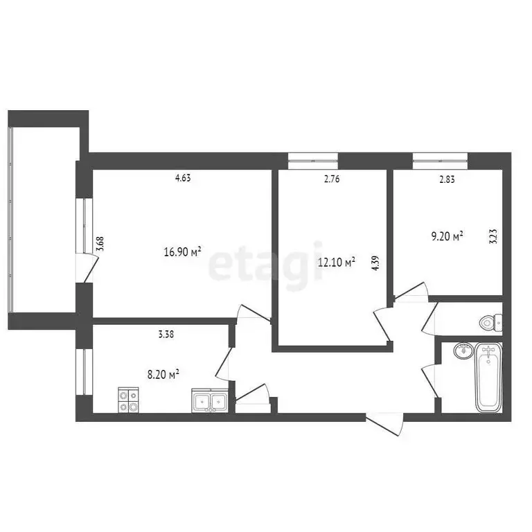 3-комнатная квартира: Вологда, улица Мохова, 15 (60 м) - Фото 1