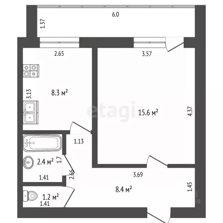 1-к кв. Саха (Якутия), Якутск ул. Космонавтов, 19/1 (35.9 м) - Фото 1