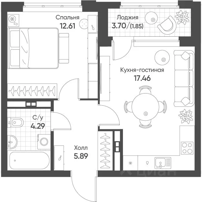 1-к кв. Свердловская область, Екатеринбург бул. Вдохновения, 4 (41.9 ... - Фото 1