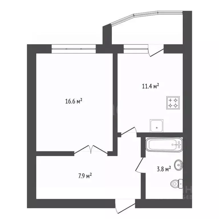 1-к кв. Амурская область, Благовещенск Заводская ул., 2/4 (42.3 м) - Фото 1