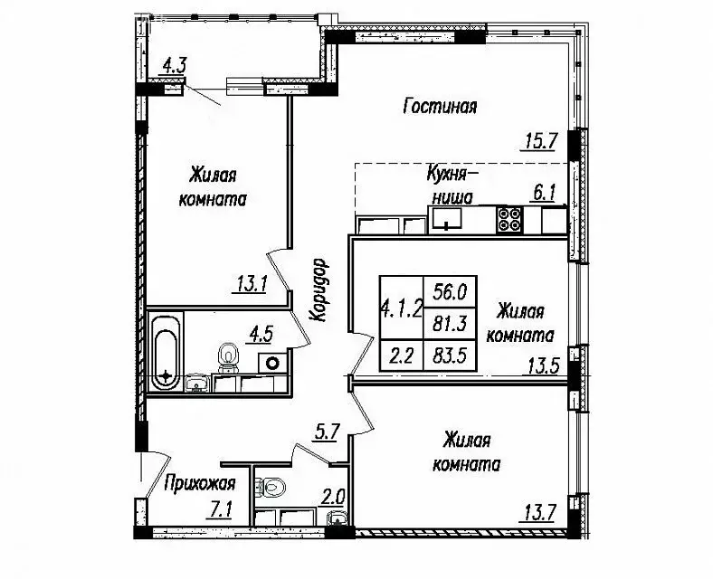 4-комнатная квартира: Тамбов, Советская улица, 192Ак1 (83.5 м) - Фото 0