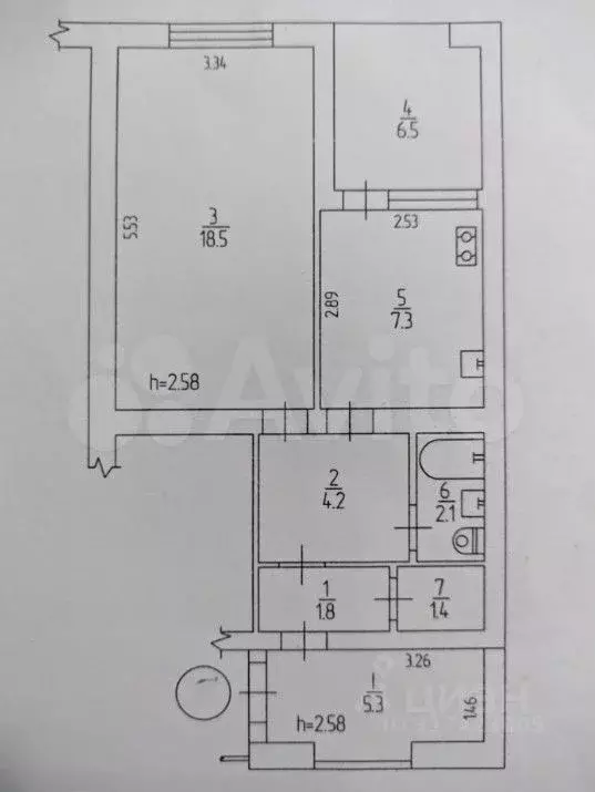 1-к. квартира, 47,1 м, 4/5 эт. - Фото 0