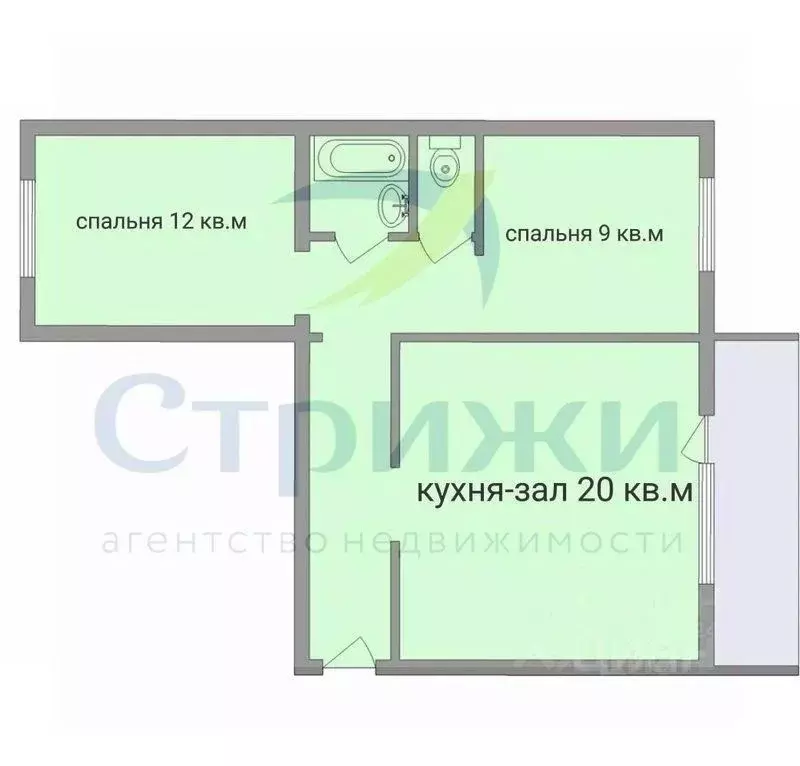 2-к кв. Челябинская область, Челябинск ул. Чичерина, 31 (56.0 м) - Фото 1