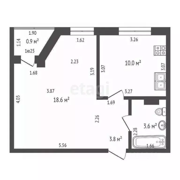 1-к кв. Башкортостан, Стерлитамак ул. Машиностроителей, 75 (36.0 м) - Фото 2