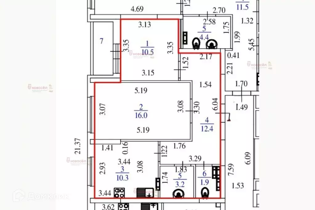 Продаётся 2-к квартира, 54.3 м - Фото 1