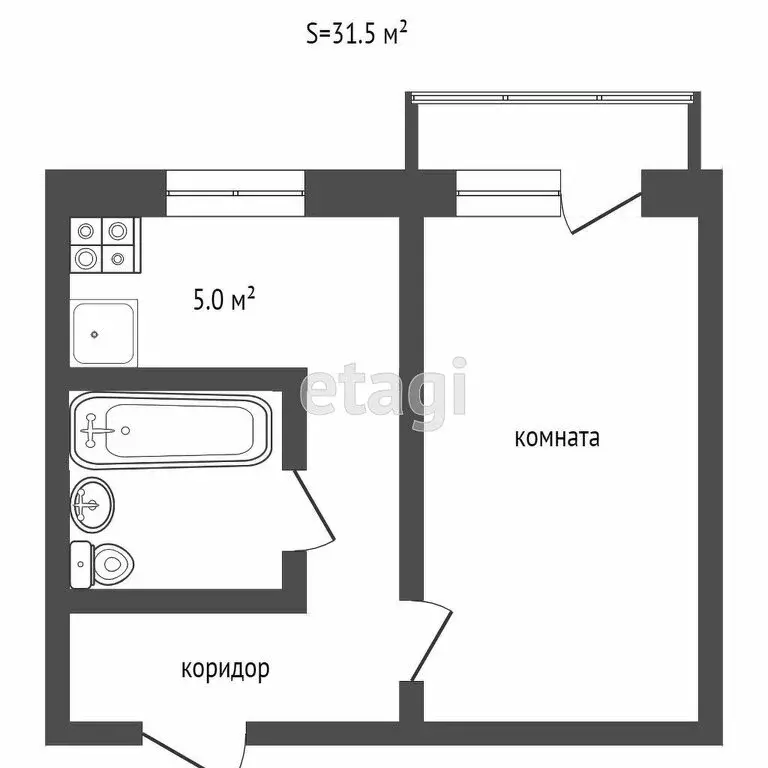 1-комнатная квартира: Альметьевск, улица Нефтяников, 17 (40 м) - Фото 1