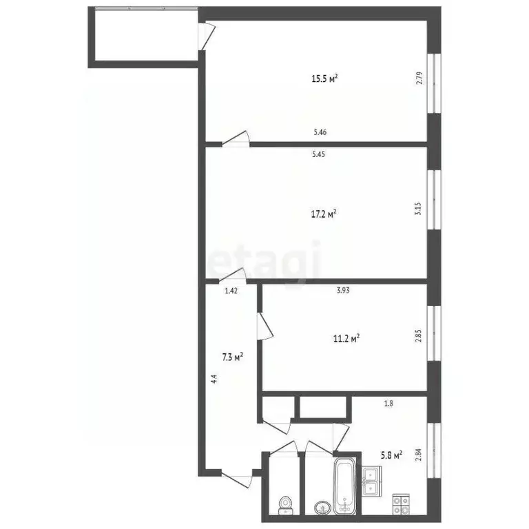 3-к кв. Ямало-Ненецкий АО, Новый Уренгой Юбилейная ул., 4 (62.1 м) - Фото 1