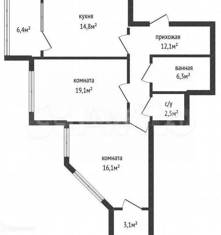 2-к. квартира, 71 м, 4/24 эт. - Фото 0
