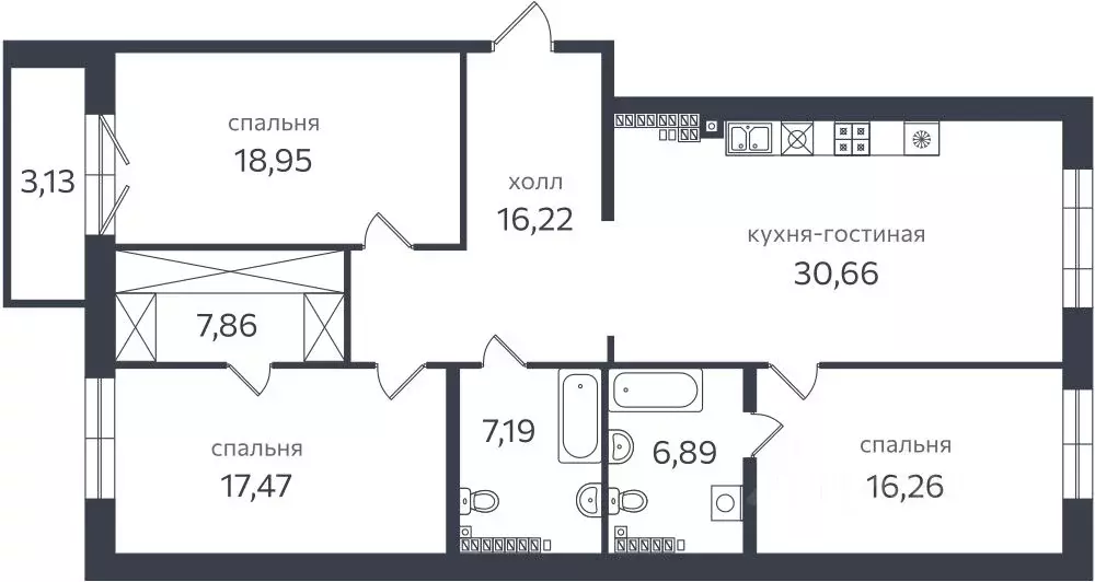 3-к кв. Санкт-Петербург проезд Петровская коса, 1к2 (126.8 м) - Фото 0