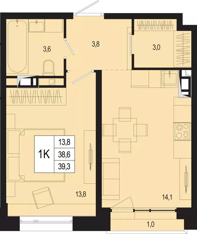 Квартира-студия: Московская область, городской округ Подольск, деревня ... - Фото 1