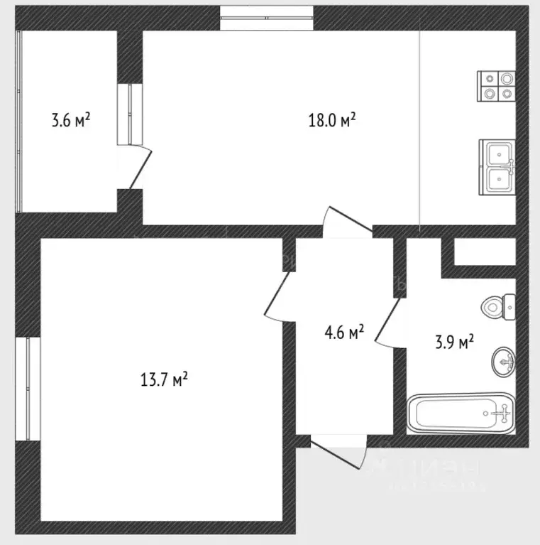 1-к кв. Тюменская область, Тюмень ул. Тальниковая, 5 (40.0 м) - Фото 1