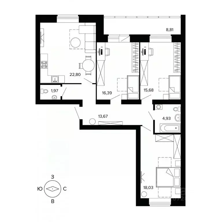 3-к кв. Свердловская область, Березовский бул. Малахитовый (104.3 м) - Фото 1