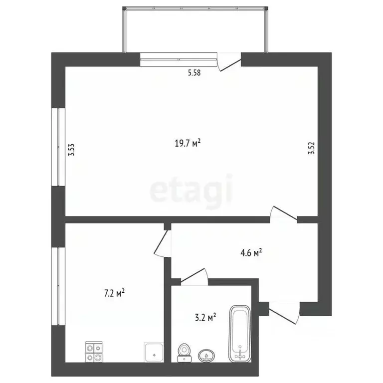 1-к кв. Севастополь ул. Флагманская, 6 (32.3 м) - Фото 2