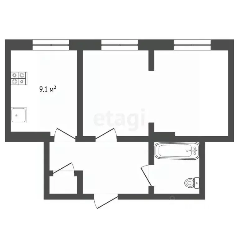 1-к кв. Камчатский край, Елизово Школьная ул., 1А (38.0 м) - Фото 1