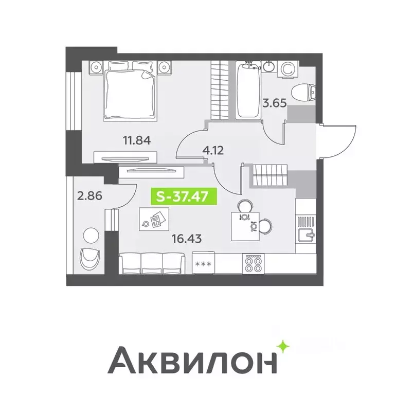 1-к кв. Санкт-Петербург пос. Шушары,  (37.47 м) - Фото 0