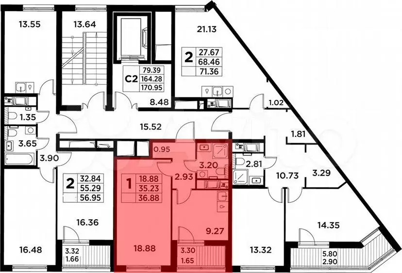 1-к. квартира, 36,9м, 5/6эт. - Фото 1