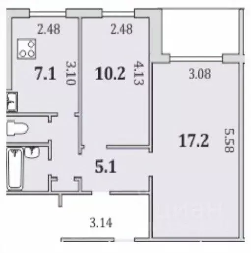 2-к кв. Мурманская область, Мурманск ул. Генерала Щербакова, 16 (43.5 ... - Фото 1