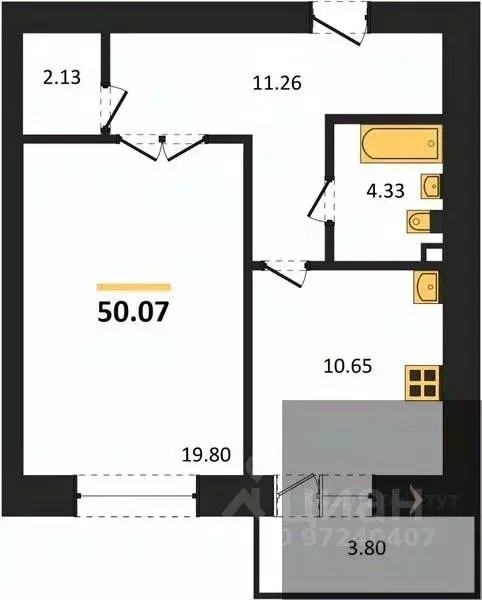 1-к кв. Воронежская область, Воронеж пер. Здоровья, 90Г/1к2 (50.07 м) - Фото 0