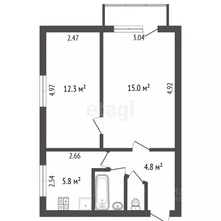 2-к кв. Московская область, Кубинка Кубинка-1 городок, к12 (40.9 м) - Фото 1