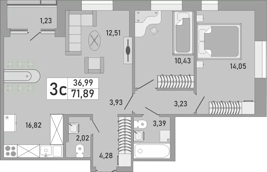 3-к кв. Башкортостан, Уфа Бакалинская ул., 9/1 (71.89 м) - Фото 1