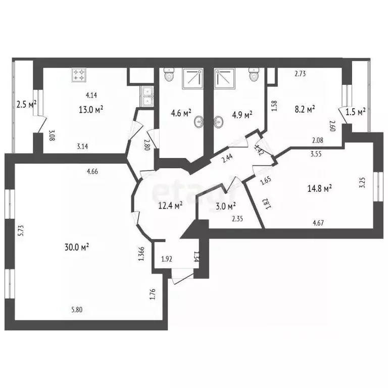 3-к кв. Санкт-Петербург Северный просп., 93 (90.9 м) - Фото 2