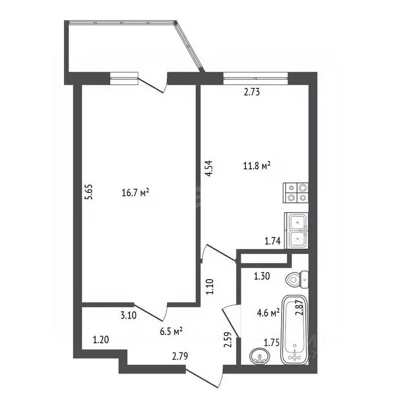 1-к кв. Ленинградская область, Мурино Всеволожский район, ул. Шоссе в ... - Фото 1