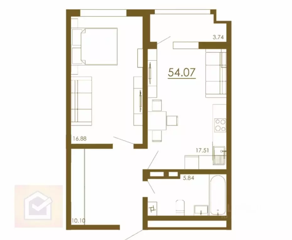 2-к кв. Крым, Симферополь городской округ, Грэсовский пгт ул. ... - Фото 1