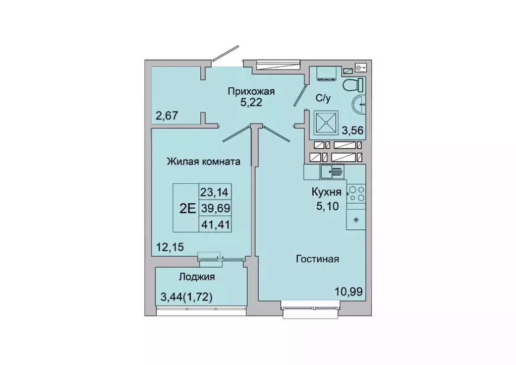 2-к кв. Ростовская область, Батайск ул. Булгакова, 11 (41.41 м) - Фото 1