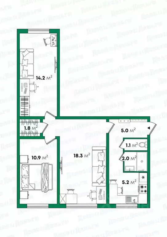 3-к кв. Кировская область, Киров ул. Некрасова, 51 (58.5 м) - Фото 1