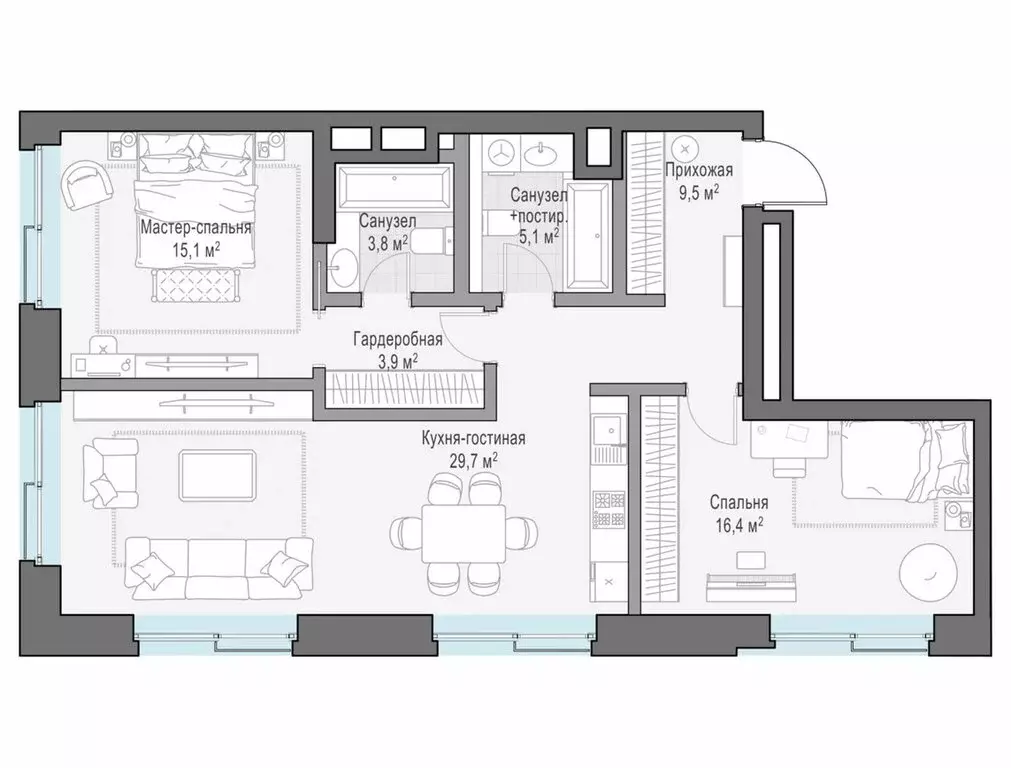 2-комнатная квартира: Москва, ЦАО, Тверской район, ЖК Ильинка 3/8 ... - Фото 1