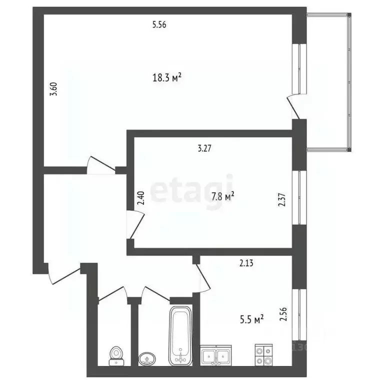 2-к кв. Ярославская область, Рыбинск Пароходная ул., 55 (41.2 м) - Фото 2