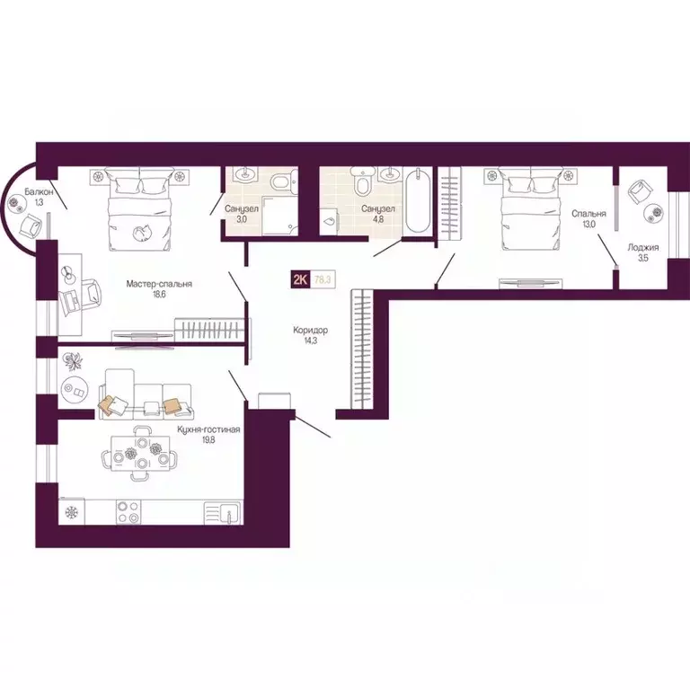 2-к кв. Нижегородская область, Нижний Новгород ул. Тургенева (75.7 м) - Фото 1