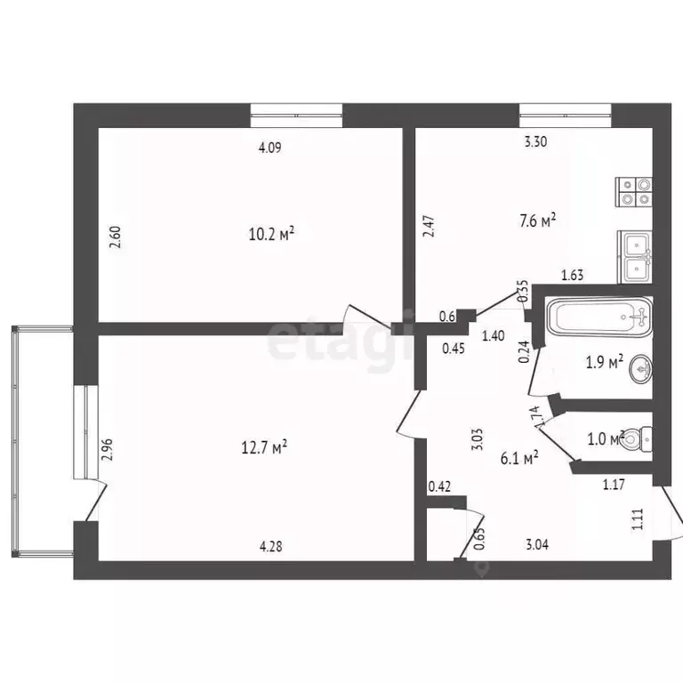 2-к кв. Свердловская область, Талица ул. Ленина, 54 (38.9 м) - Фото 2
