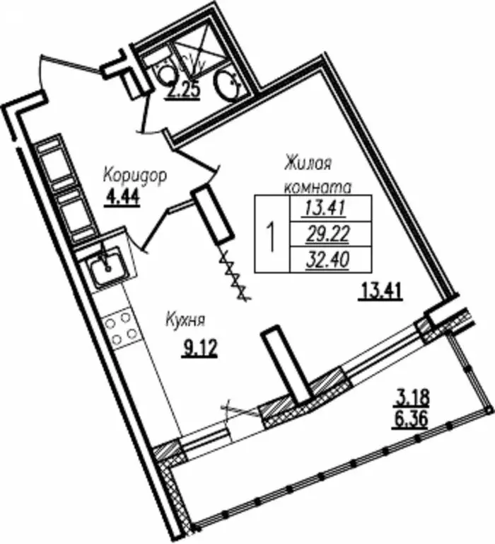 1-комнатная квартира: Санкт-Петербург, улица Кустодиева, 5к1 (29.22 м) - Фото 0